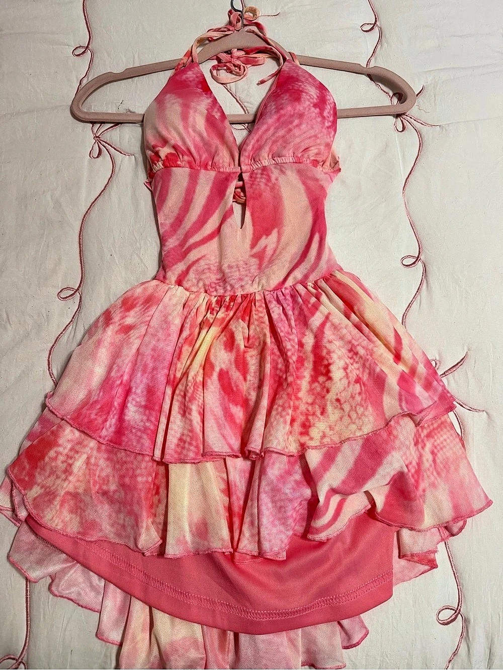 Pink Tie-Dye Mini Dress